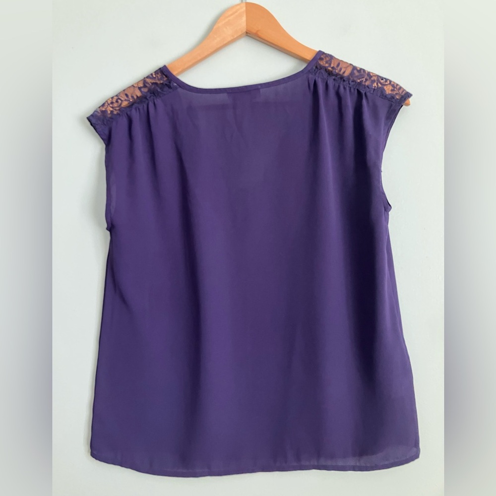 LOFT Purple Light Weight Boxy Lace Tank Blouse Size XSP - Picture 5 of 9